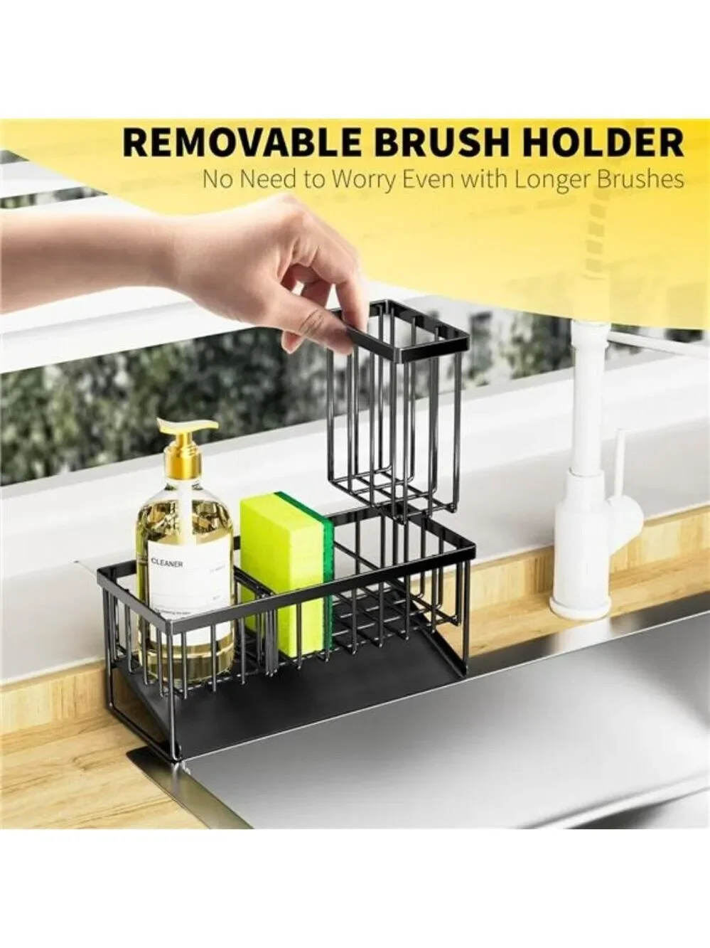 Cisily Stainless Kitchen Sink Caddy Organizer with Brush Sponge Holder Rack